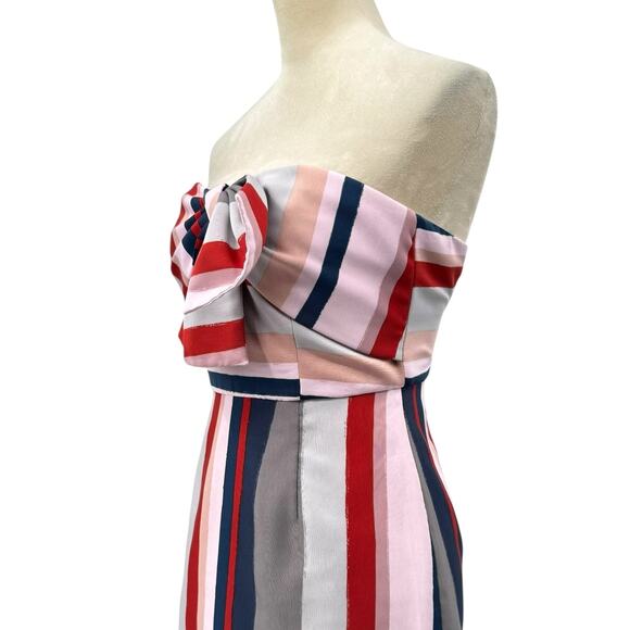 Sam Edelman Multicolor Stripe Bow Detail Strapless Fit & Flare Pencil Dress - Picture 7 of 14
